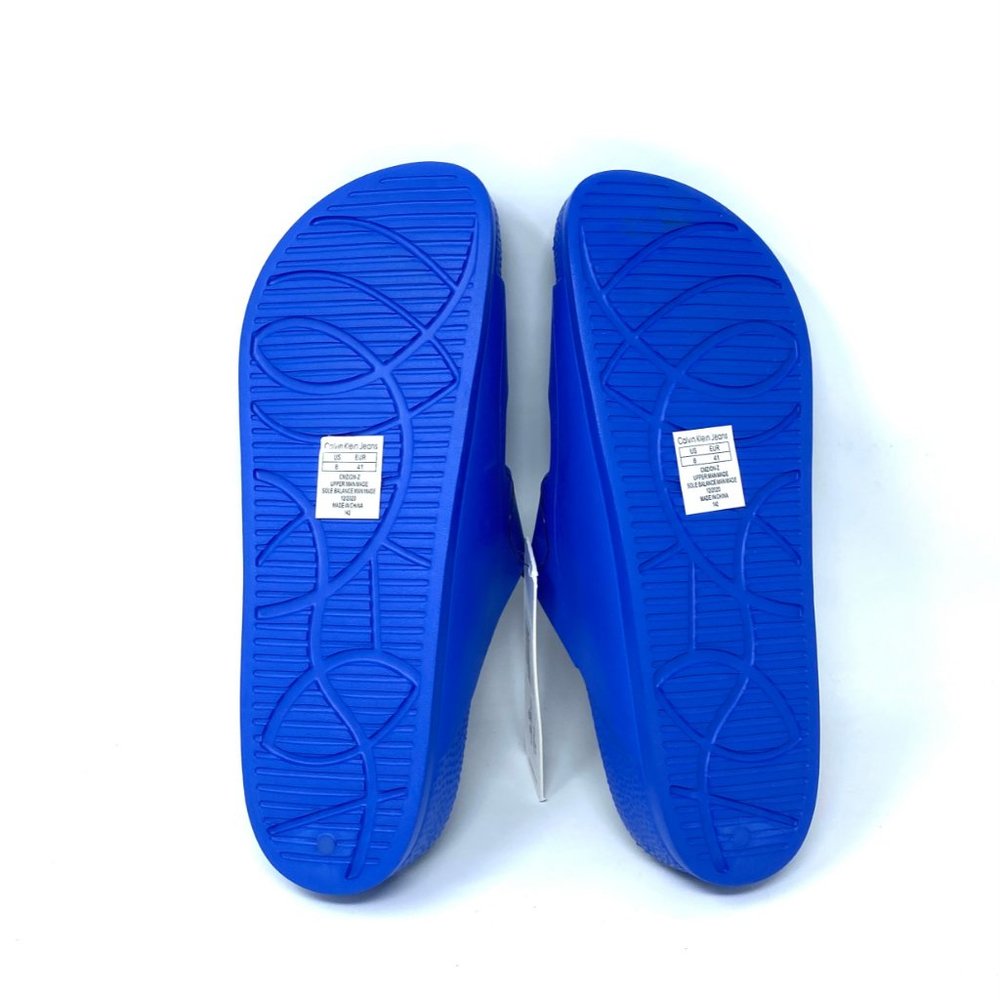 Calvin Klein Men’s Size 8 CMZION-Z ZION2 BAND SLIDE Monogram Slip On Sandal Blue - Picture 9 of 9